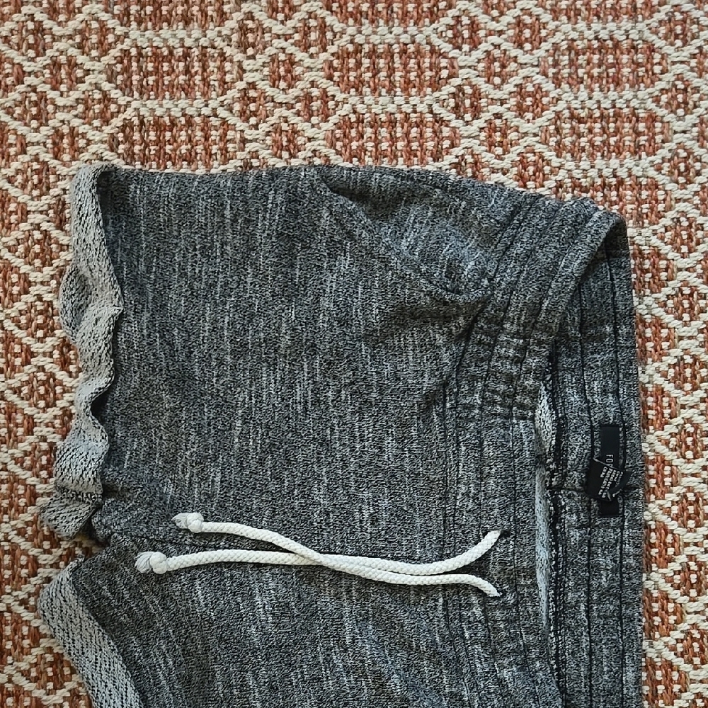 Gray Knit Shorts with Drawstring